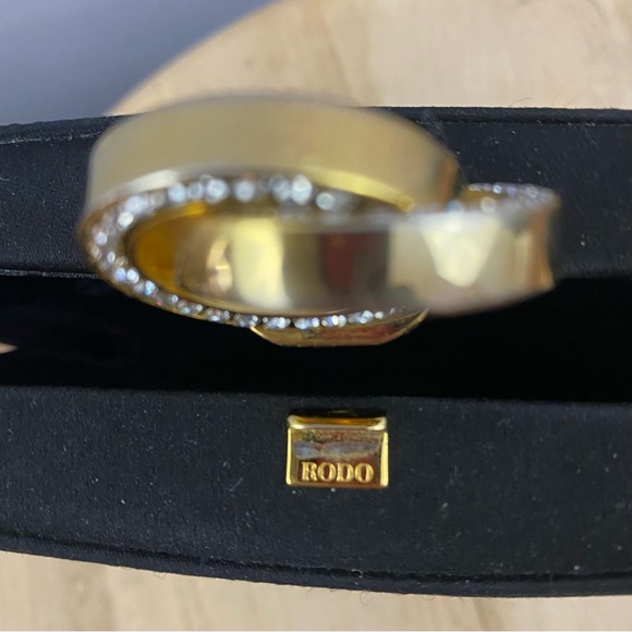 RODO VTG Rhinestones Black Satin Hard Case Evening Purse Handbag Clutch RARE* - Picture 4 of 13